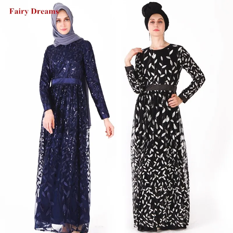 Женское кимоно Abaya голубое черное мусульманское платье хиджаб женская Дубай