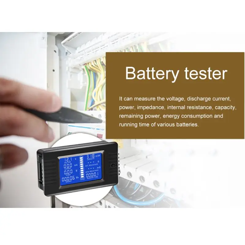 DC 0-200V 0-300A Battery Tester Voltmeter Ammeter Power Impedance Capacity Energy Time Meter 50A/100A/200A/300A Battery Monitor