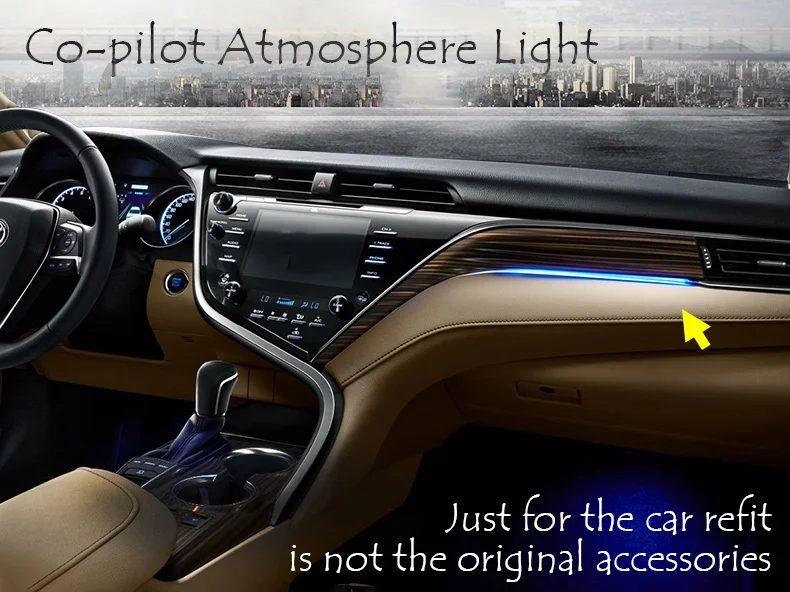 

Car Refit Co-pilot Atmosphere Light Lamp Interior Ambient Optical Fiber Bright Car Styling For Toyota Camry 2017 2018 XV70