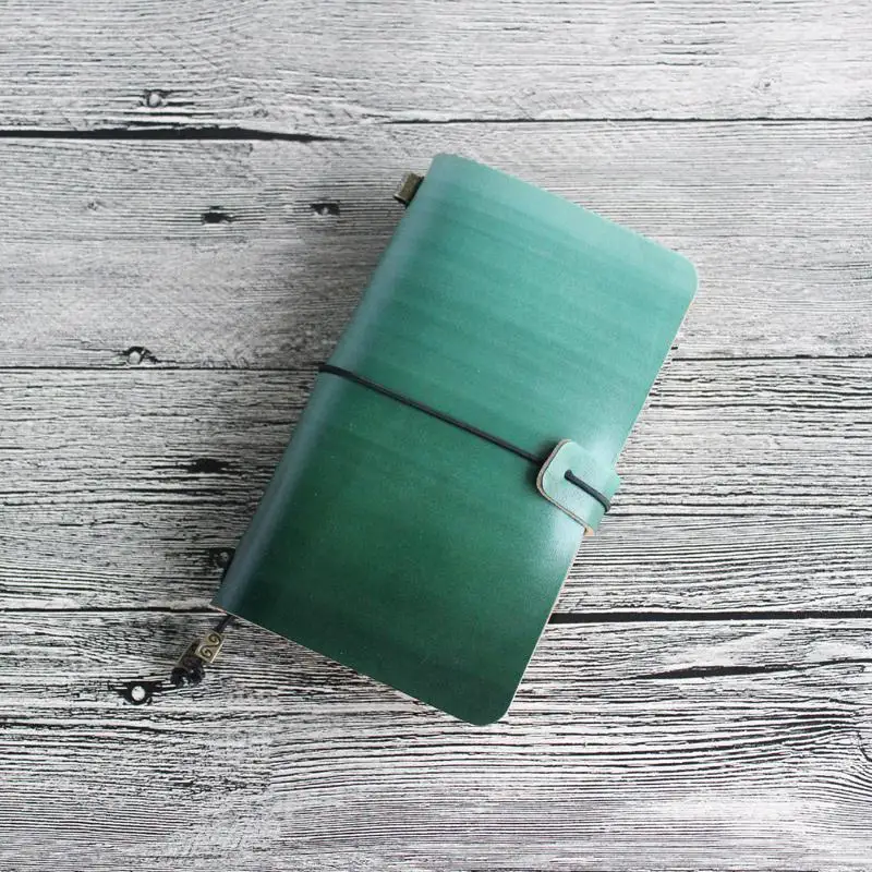 Чернильный градиент кожаный блокнот для путешественников красочный дневник портативный планировщик ручной работы дневники надпись креативные-подарочные принадлежности - Цвет: M Green