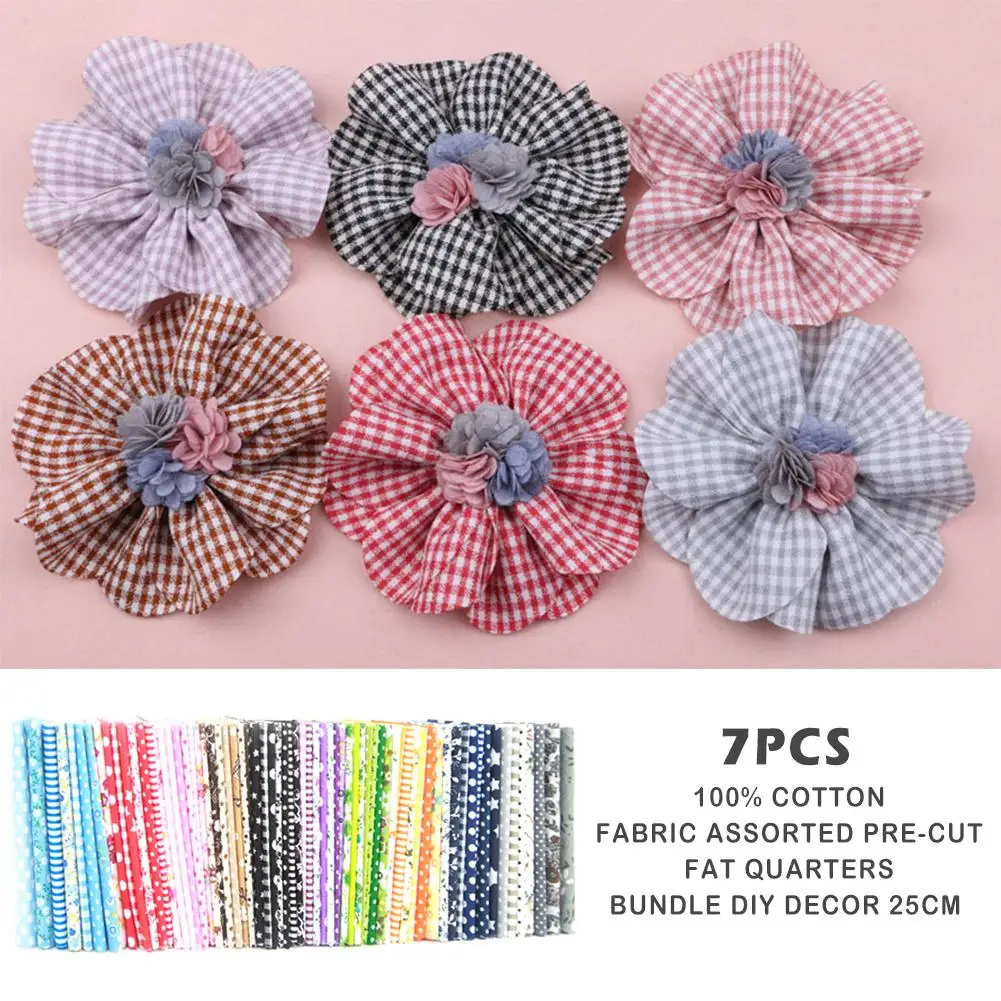 

7 Pieces / Set Cotton Small Floral Fabric Hand Quilting Diy Small Cloth Head Floral Sewing 25x25cm Cloth Handkerchief