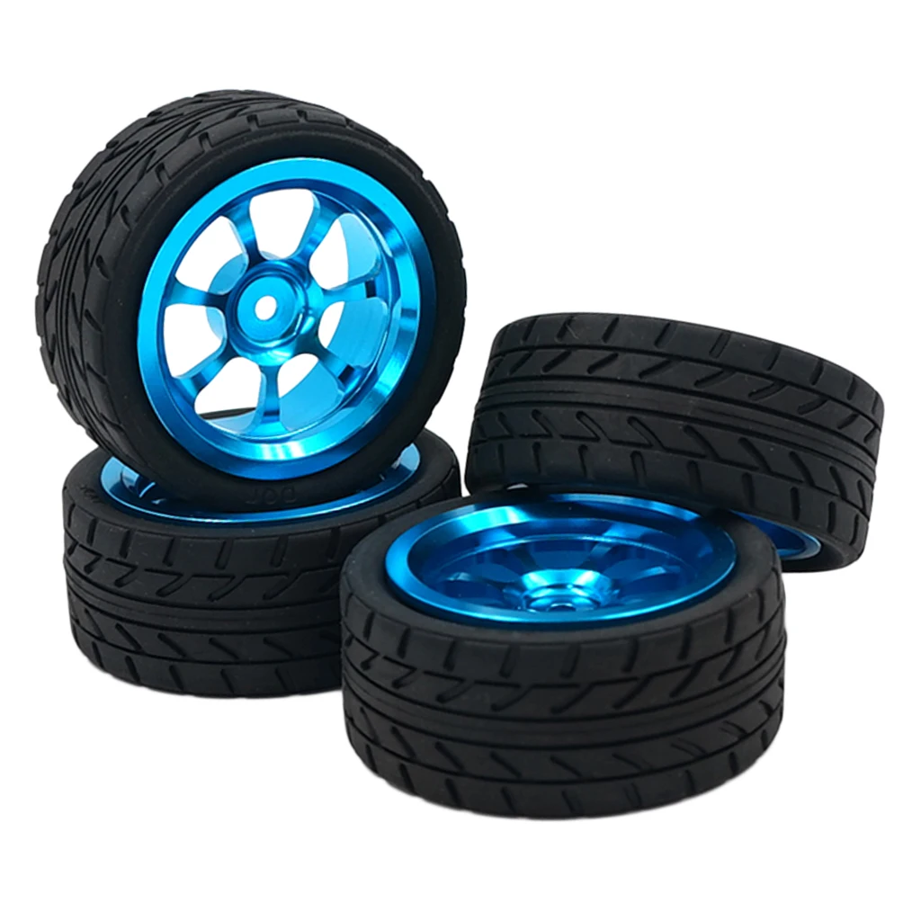 4 Pieces 1:18 Aluminum Wheel Rubber Tire RC Car Spare Parts for WLtoys A959-B A949 A959 A969 A979 K929