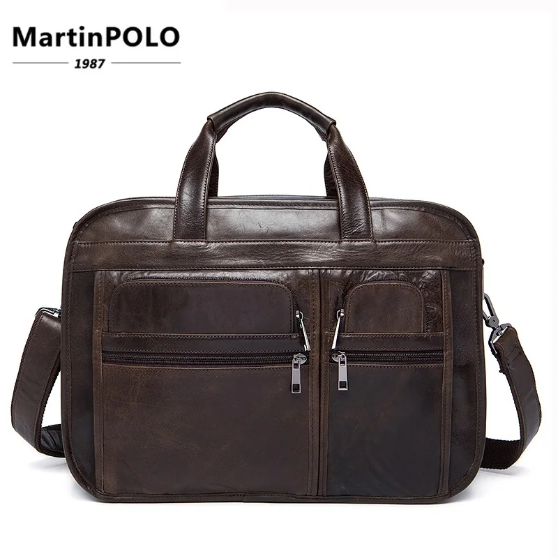 

Cowhide Male Commercial Briefcase /Real Leather Vintage Men's Messenger Bag/casual Natural Cowskin Business Bag Shoulder Bags