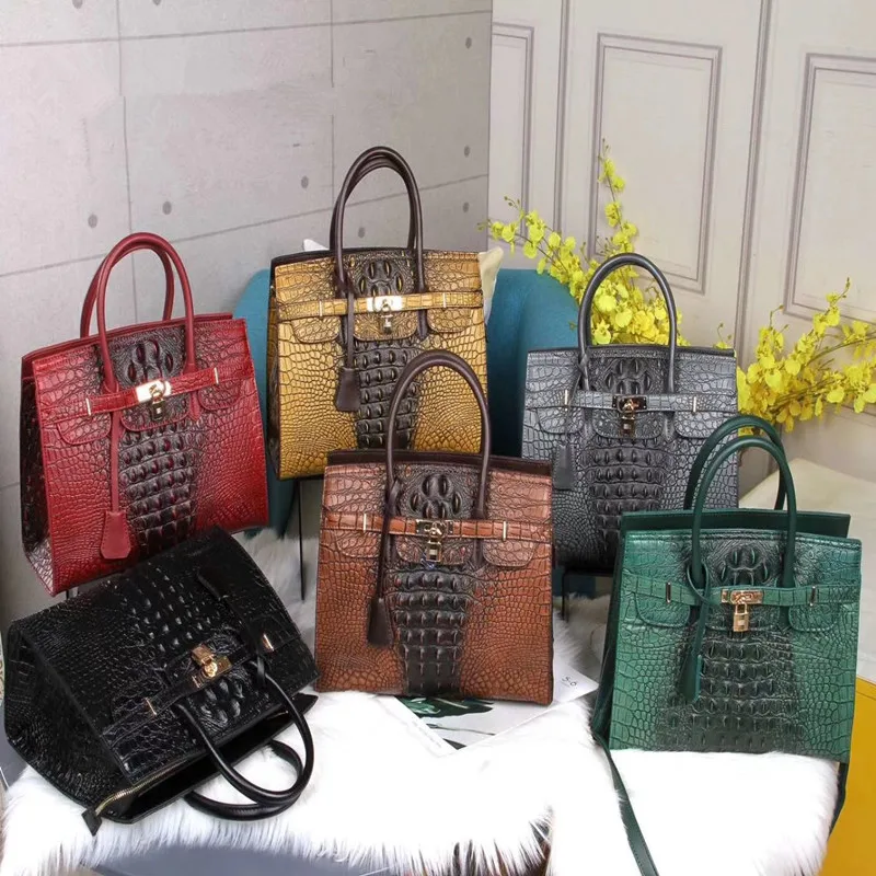 

Bags Women 2019 new business lady leather leather bag cowhide crocodile pattern platinum bag handbag single-shoulder oblique sat