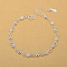 Посеребренные ножные браслеты 925 модные серебряные ювелирные изделия полый браслет на ногу из бисера для женщин девушек друзей ноги босиком украшения для ног