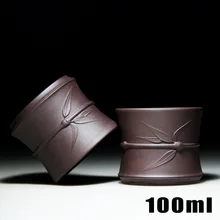 Горячая 100 мл фиолетовая глина бамбуковая чайная чашка натуральная Zisha кружки для чая