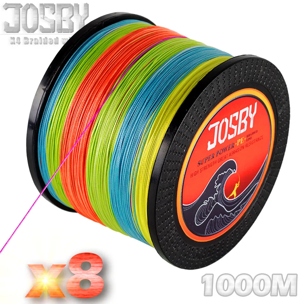 

JOSBY 8 Strands 1000M Fishery Braided Fishing Line Strong Multifilament 8x Braided Wire 15LBS-80LBS Carp Fishing