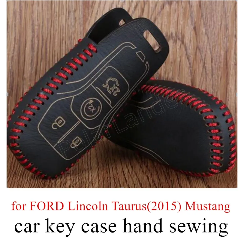 

Only Red Key Case Car Hand Sewing Leather Cover Auto best price for FORD Lincoln Taurus(2015)/Mustang/Explorer(2016)