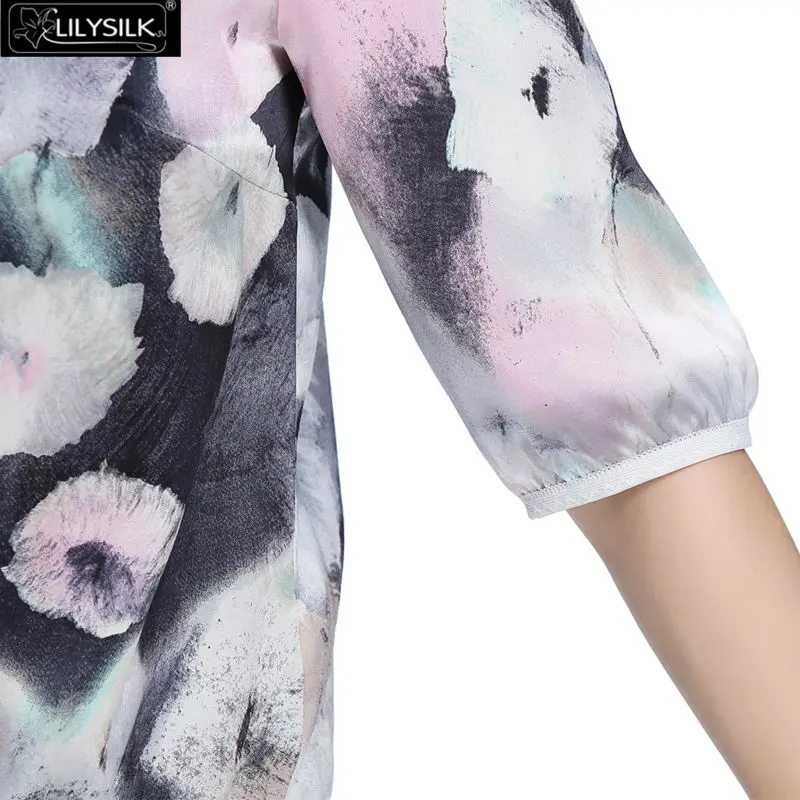 Lilysilk Блуза женская 100% шелк чистый цветочный Blusas 19 Momme рукав 3 четверти рисунок
