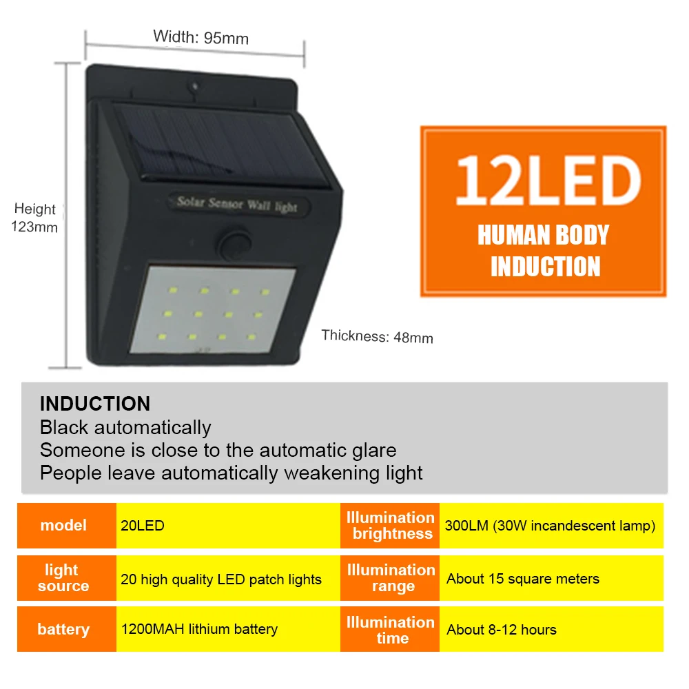 Солнечная мощность лампа 20 светодиодный PIR датчик движения настенный светильник домашний открытый светильник настенный водонепроницаемый сад наружное освещение для коридоров солнечная новинка