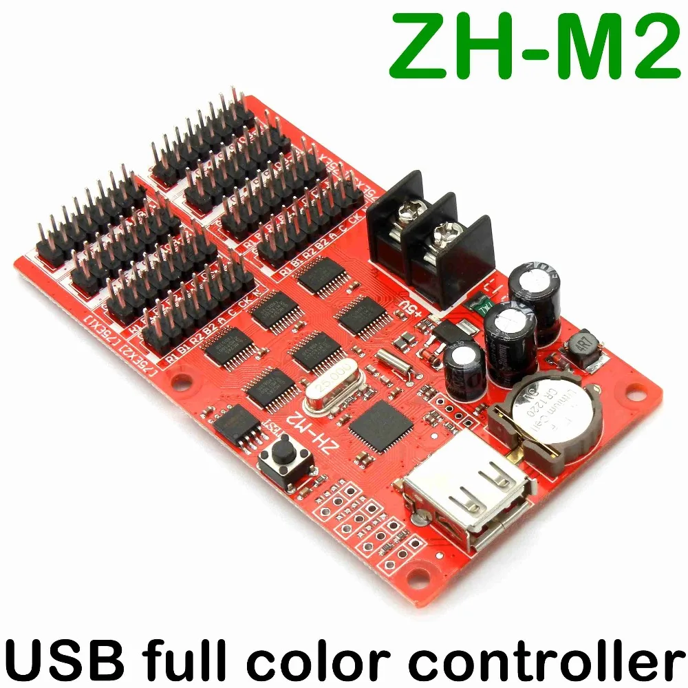 

Free ship ZH-M2 asynchronous USB full color led control card 768*32pixels for lintel display led controller with 4*hub75E ports