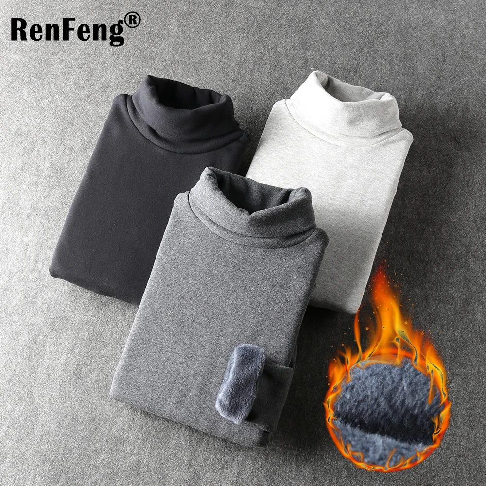 2018 Men's Fashion Winter Men Slim Fit Long Sleeve T shirt Thicken Flannel Thermal Underwear Basic Tops Turtleneck Undershirt Male (1)