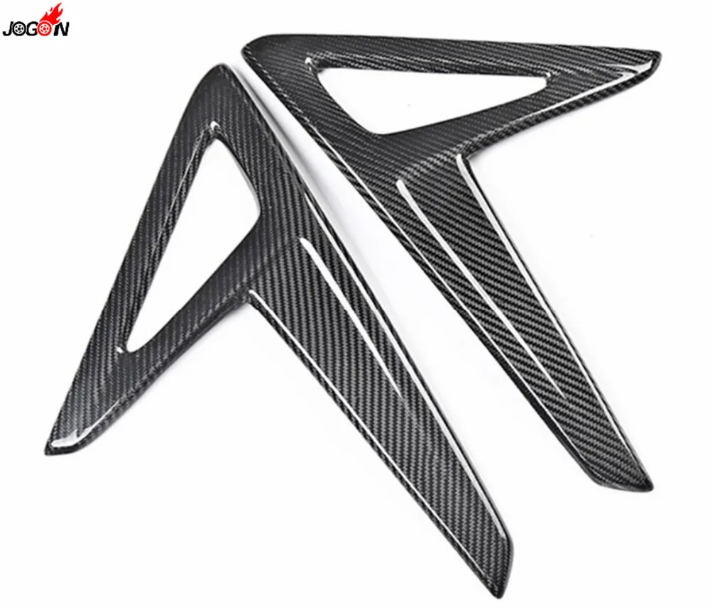 Углеродного волокна Прокат лицевой стороне крыло Fender Vent накладка эмблемы бампер Стикеры для Tesla модель S