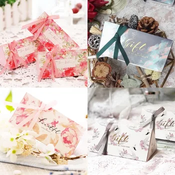 

50pcs European pink/white/dark green sweet flower Candy Boxes Wedding Favors Party supplies Giveaways gift package