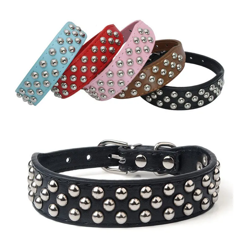 

Adjustable PU Leather pet collar Rivet Spiked Studded collars for Puppy Dog Teddy cat XS S M L