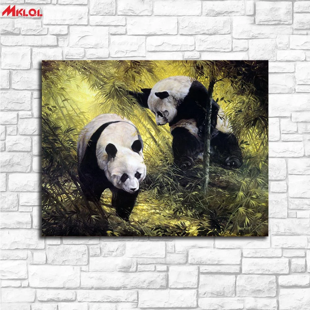 Large Wall Art Two Pandas Canvas Painting For Living Room Home