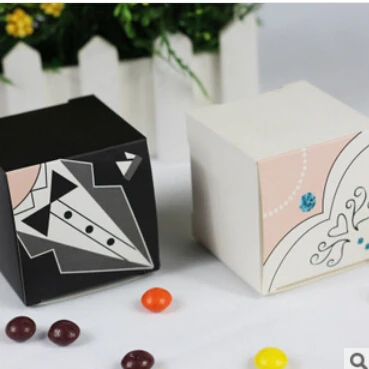 30 pcs/lot Paper gift box DIY candy party mixed colour wedding festival black pink pattern boxes | Дом и сад