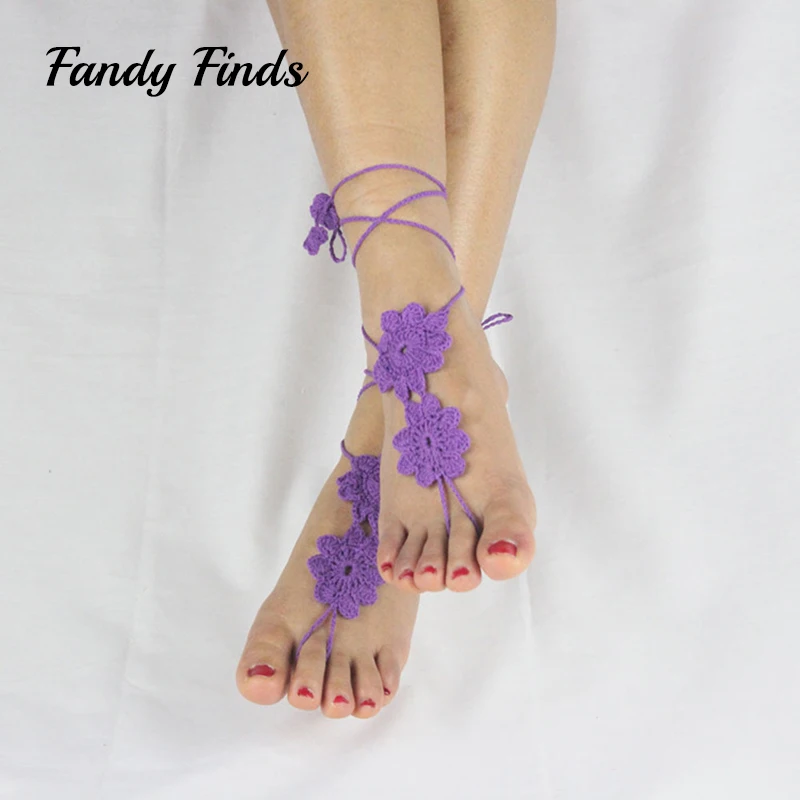 

Fandy Finds Barefoot Decorations Crochet Women Wedding Dancing Yoga Cut-Outs Foot Diffuser Lace-Up Shoes Accessories