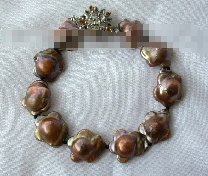 

Hot sell ->@@ > 01069 baroque flower Brown freshwater cultured pearl bracelet -Top quality free shipping
