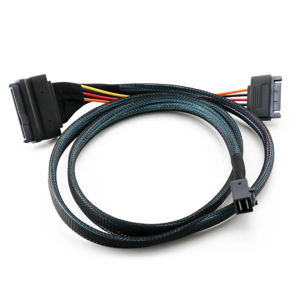  SFF 8643 Interne 12G zu U.2 SFF 8639 mit 15 Pin SATA Power Stecker Mini SAS 05 M Kabel für U.2 SSD