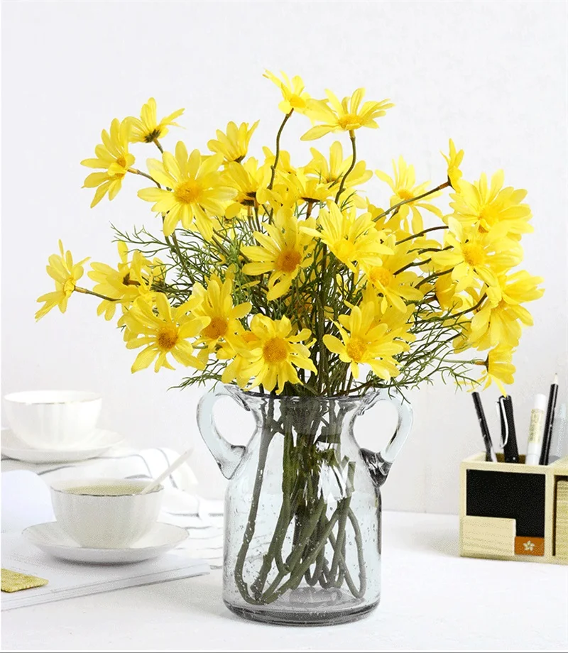 Flone Artificial Small Daisy Fake Plant Silk Flower Bouquet Wedding Home Party Flower Arrangement Decoration Supplies (7)