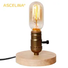 Деревянная настольная лампа с регулируемой яркостью, настольный деревянный Настольный светильник, ретро настольная лампа, промышленная Винтажная настольная лампа, ночник, светильник для спальни