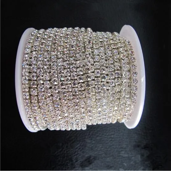 Basehome 2 м/лот 2 мм/3 мм белые стразы AB Crystal цепи покрытие золото/серебро для самостоятельного изготовления ювелирных украшений Craft аксессуары