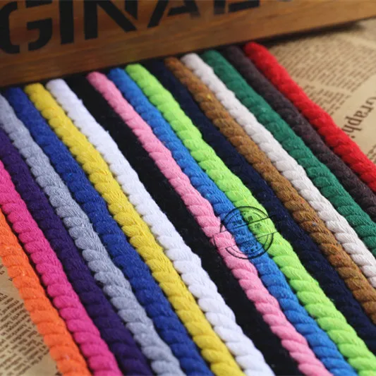 

8mm3 Strands Colorful Braided Cotton Rope Tape Kindergarten Handmade DIY String Bracelet Cord Craft Sewing Sash Rope 10 meter