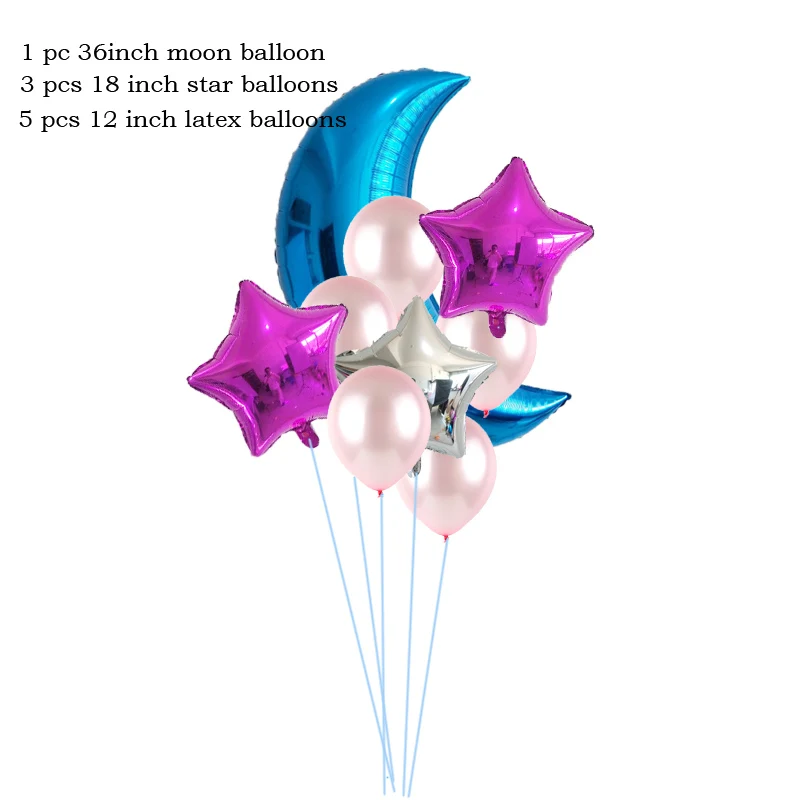 Leeiu 36 дюймов луна 18 дюймов Звездные воздушные фольгированные шары украшения для дня рождения латексные шары свадебные шары детские игрушки - Цвет: 8