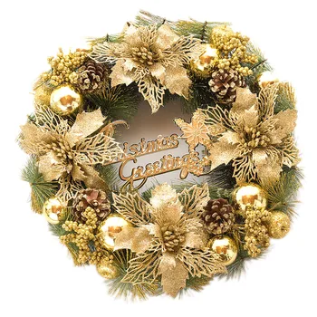 

Christmas Wreath Artificial Pinecone Berry Flower Hanging Ornaments Door Decoration Xmas Tree Wreath Home Wall Hanging Decor