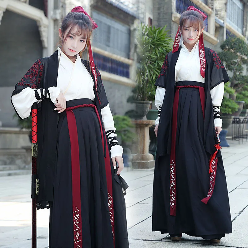 

2019 Chinese Folk Dance Clothes Hanfu for Women National Costume Fairy Dress Tang Dynasty Ancient Costumes for Stage Costumes