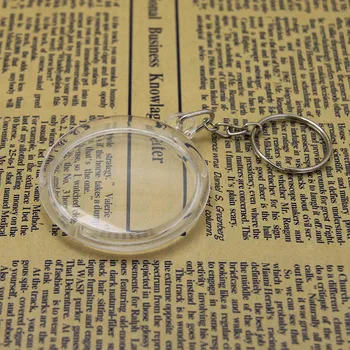 

Wholesale -100PCS Blank Acrylic Photo Key Chains DIY Promotion Customized Circle Photo Frame Keyrings Tags- Free shipping