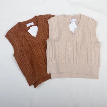 

Children's Sweaters Vests for Girls Spring Autumn Baby Girls Knit Waistcoat Tops Size 90-130cm RT213