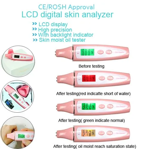 

Portable BIA LCD Digital Facial Skin Moisture Oil Sensor Tester Analyzer Machine With LED Backlight Indicator Free Shipping