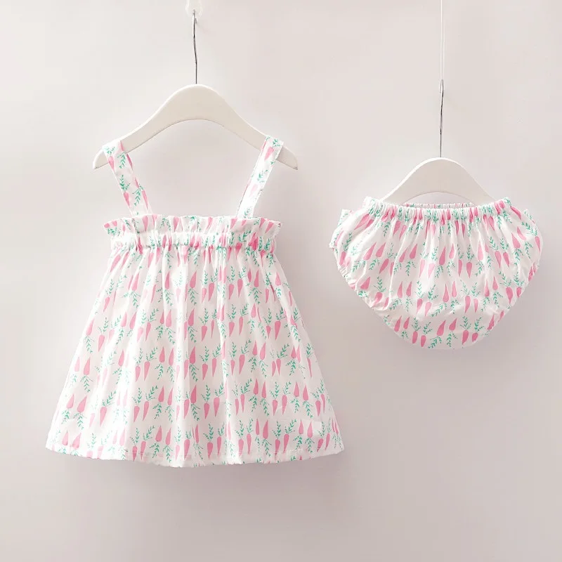 Roupas sem Mangas Vestido plus Briefs Conjuntos de Roupas de Verão Novo Bebê Recém nascido Meninas 2 Pcs Outfits Set Listrado Impresso Bonito Sunsuit 0 24 m 23 Conjuntos de roupas