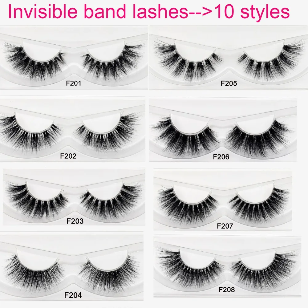 

Eyelashes Transparent Band False Eyelashes Hand Made Mink Lashes Invisible Band Eyelash Cilios Extension Faux Cils 10 styles