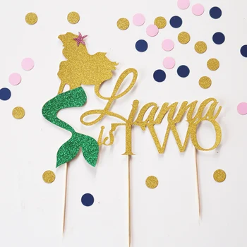 

Personalized Age and Name Cake Topper,mermaid topper, Princess Birthday decoration, custom Mermaid Party Topper