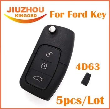 

5pcs/Lot 3 Button Folding Flip Remote Key for Ford Focus Fiesta C Max Galaxy Kuga 433MHZ with HU101 blade with 4D63 chip + logo