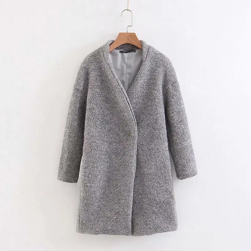 

XZ75-1855 European and American fashion hidden-interlocking grey circle fur coat