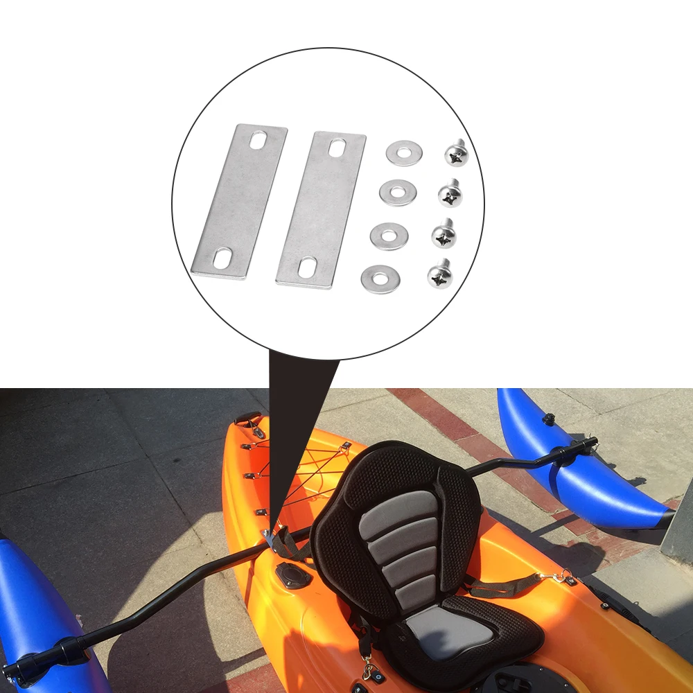 2 Pieces Kayak Trolling Motor Bracket Mount Plates Hardware Stabilizer System Mounting Bar