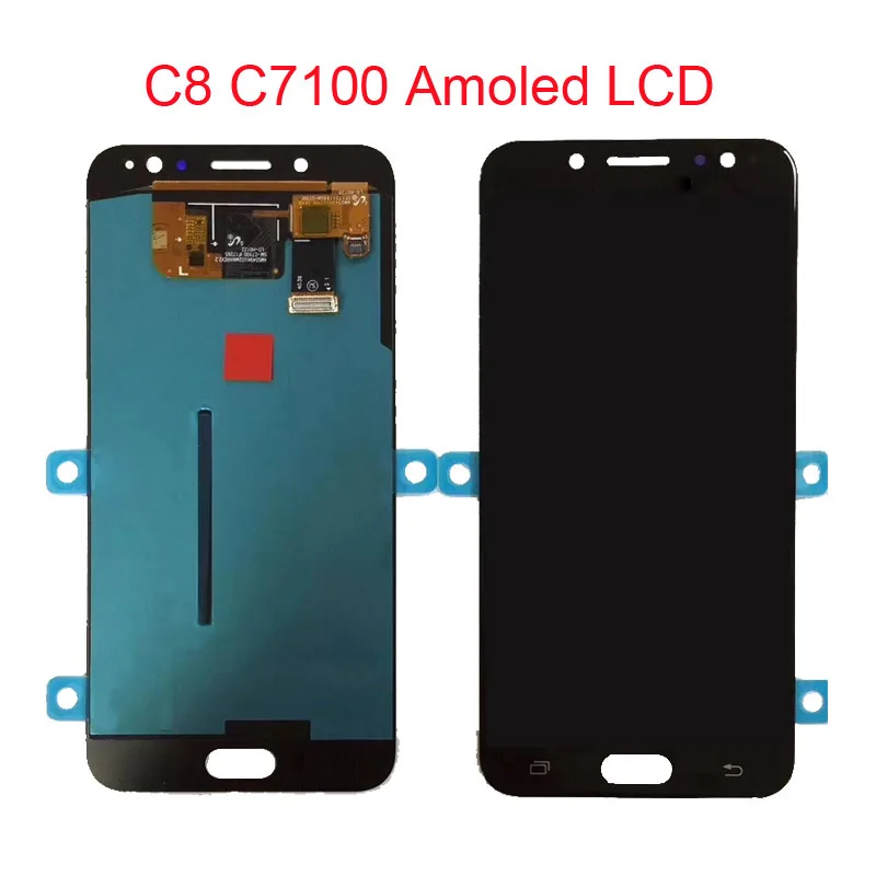 Цена C8 Amoled font b lcd b font для samsung Galaxy C7 2017 C8 C7100 C710 font b lcd b font дисплей кодирующий преобразователь сенсорного экрана в сборе C710F DS J7 + J7 plus экран