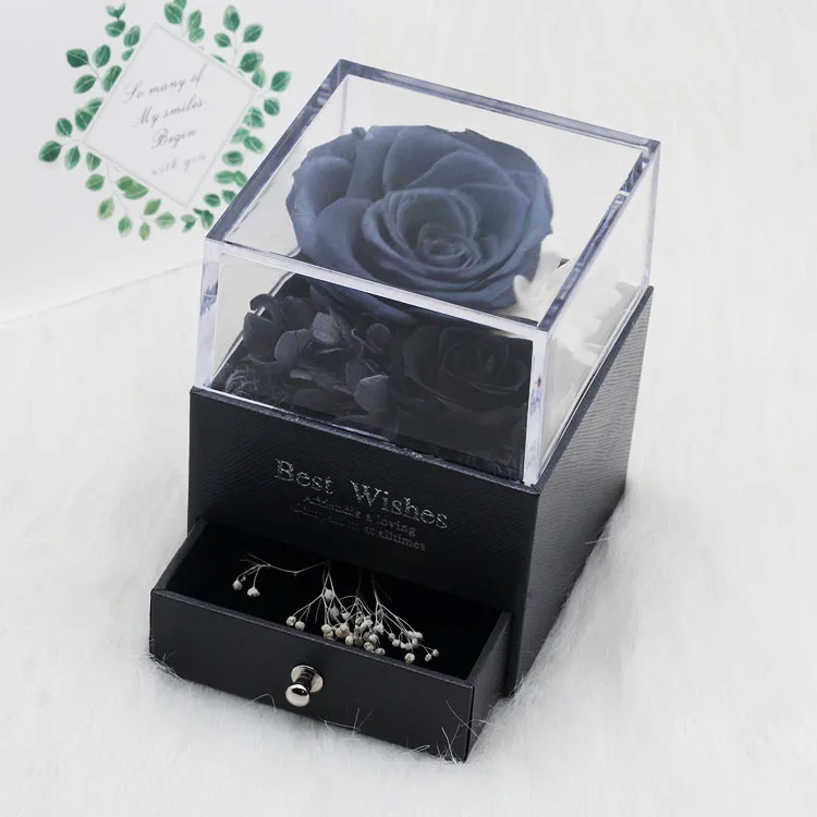 Консервированная в стеклянном куполе вечные декоративные лепестки роз, красная подарочная коробка, можно положить кольцо на День Святого Валентина подарок на день рождения, подарки для женщин