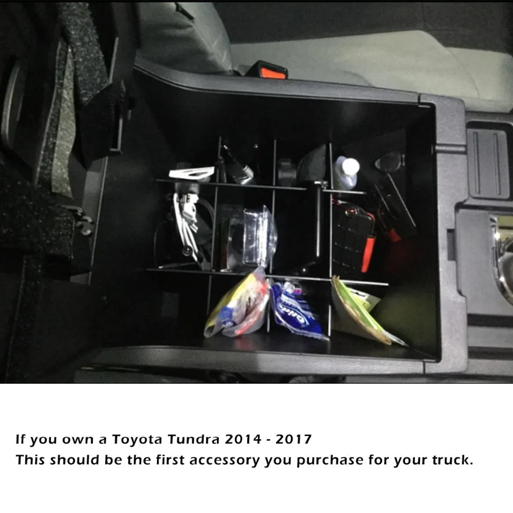 WHDZ ABS 18 thick black plastic Car Center Console Organizer for Toyota Tundra 2014 2015 2016 2017 (1)