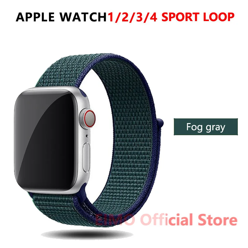 Ремешок для apple watch band 44 мм correa apple watch 5 4 band 3 2 iwatch band 42 мм 38 мм 40 мм спортивный нейлоновый браслет - Цвет ремешка: fog gray