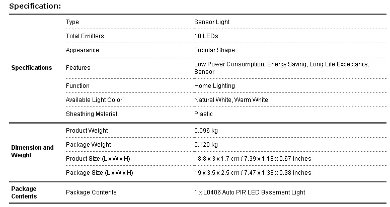specifications