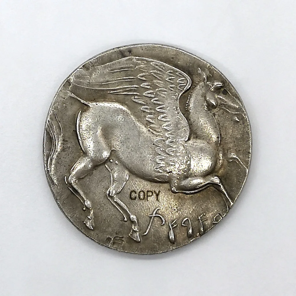 Greek Goddess Athena Ancient Fly Horse Coins Silver Plated Coin Antique Old Copy Coins