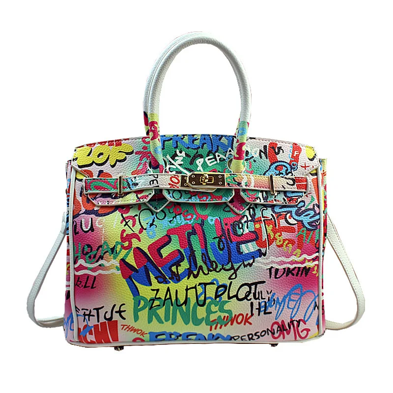 

women chic Colour hand-painted graffiti ladie bags handbag crossbody bags pu leather purses handbags messenger hand bag