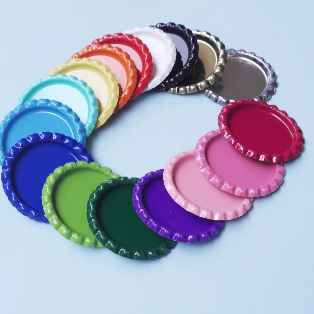 

Free Shipping 600pcs Two-side Colored 1 Inch Flattened Bottle Caps DIY Hairbow Hair Bows Necklace Accessories,Mix 16 Colors