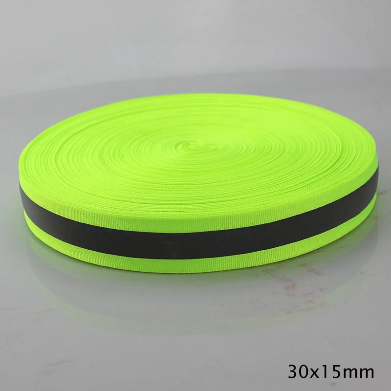 

30mm*15mm*100m Green Reflective Fabric Tape Strip Edging Braid Trim Reflective Webbing Ribbon Sew On Clothes