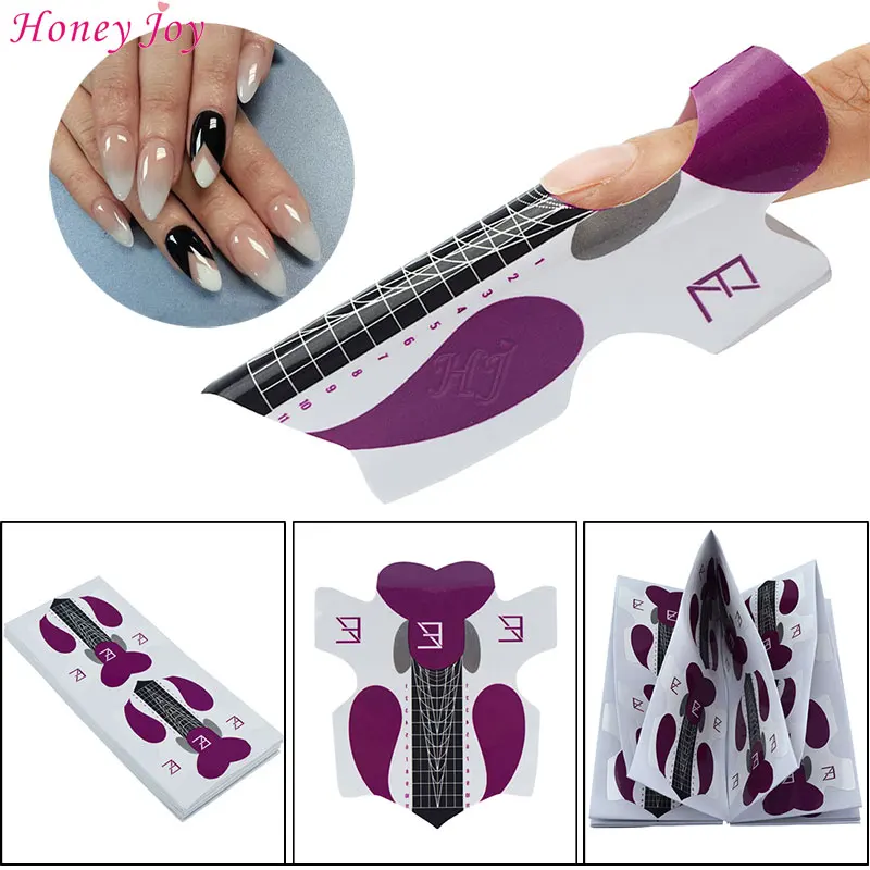 

100Pcs Professional Stiletto Nail Forms Acrylic Curve Nails UV Gel Nail Extension Nail Art Guide Form Self-Adhesive Sticker